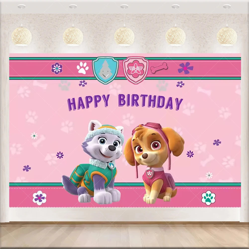 PAW Patrol Anime Birthday Party Backdrop – Puppy Dog Photography Background Cloth for Kids Birthday & Baby Shower Decorations Boy Gift