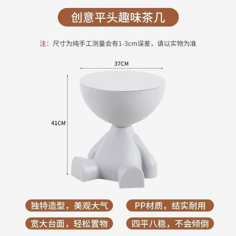 Light Luxury Cartoon Sofa Side Table – Creative Plastic Coffee Table, Small Household Flat-Head Coffee & Living Room Furniture Side Table