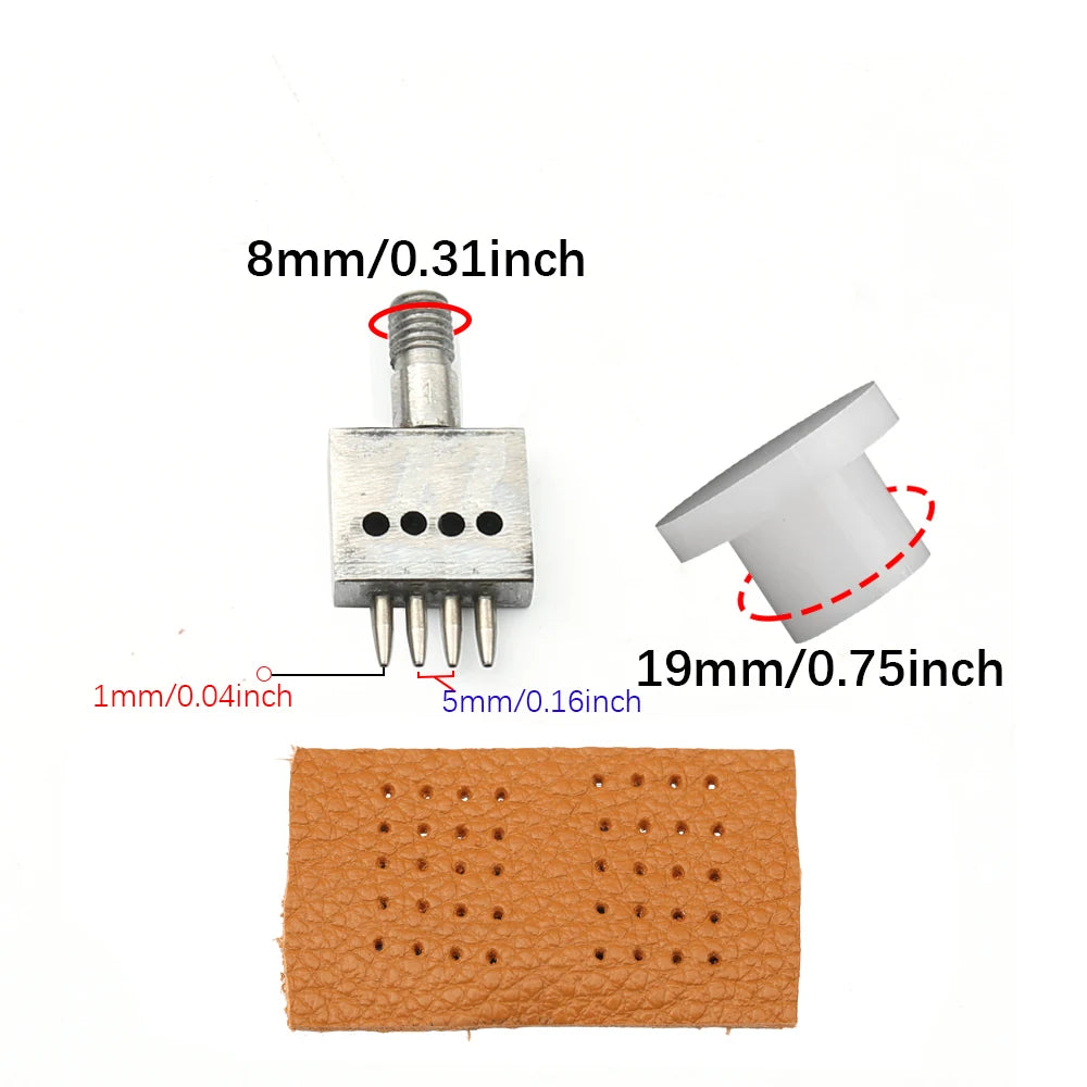 M8 Thread Dies Leather Hole Punch Set – 4/5/6/8mm Round Stitching & Perforated Cut Tools for Hand Press