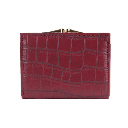 Baellerry Short Women’s Wallet — Crocodile Pattern Coin & Card Holder with Photo Slots, Hasp Purse for Girls