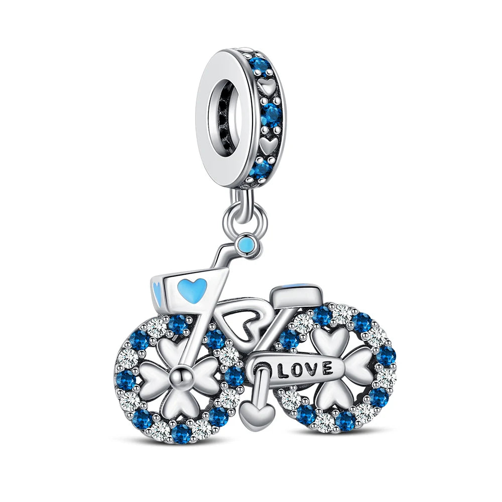925 Sterling Silver Robot & Sea Turtle Charms Pendant — Moon Bead Bracelet Accessory, DIY Fashion Jewelry Gift for Women