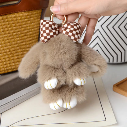 ZAKOL 15cm Fluffy Bunny Pom Pom Keychain - Soft Rabbit Bag Charm & Cute Accessory Gift