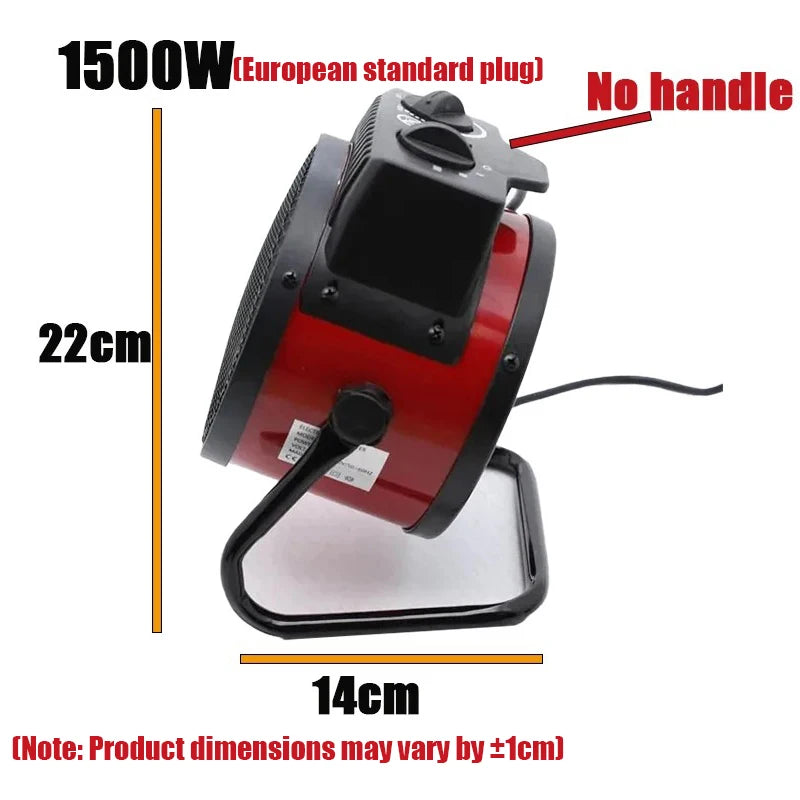 3000W Portable Electric Space Heater - Adjustable Thermostat, 2 Heat Settings, Fan Mode & Tip-Over Protection