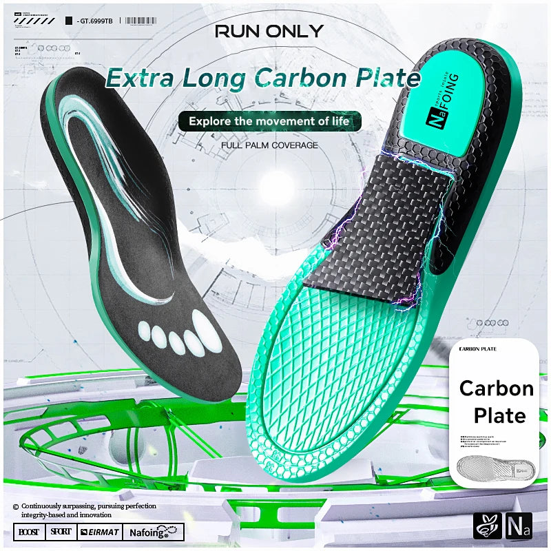 Carbon Plate Arch Support Insoles - Breathable Shock-Absorbing Sport Shoe Inserts for Running & Outdoor Activities