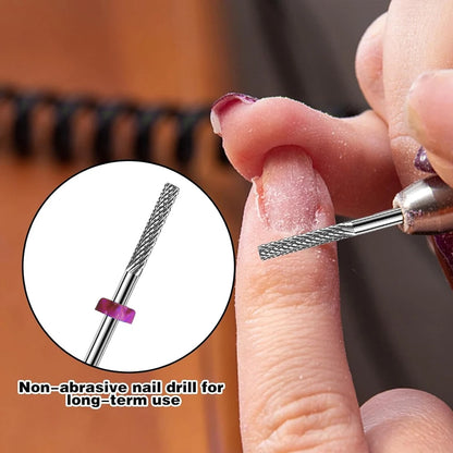 2PCS Fine Cuticle Nail Drill Bits - 3/32" Double-Head Tungsten Carbide Cuticle Remover & Manicure File Bits