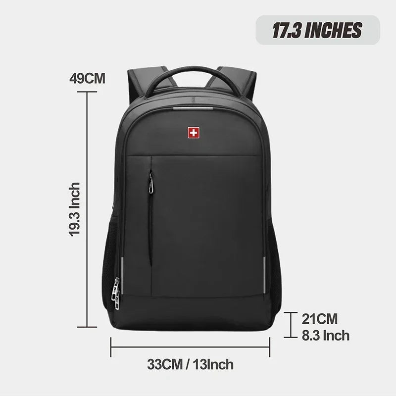 SWISS Men's Laptop Backpack – Waterproof, Anti-Theft USB Bag, Large Capacity Travel & School Mochila