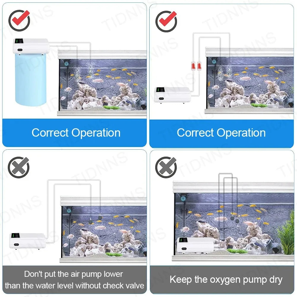 Aquarium Fish Tank Oxygen Pump – Dual-Purpose USB Rechargeable Air Pump with 6000mAh Lithium Battery, Portable & Mute