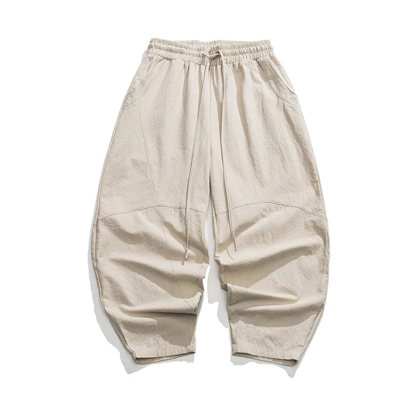 Men’s Spring Loose Harem Pants – Linen Oversized Sweatpants, High-Quality Casual Brand Trousers