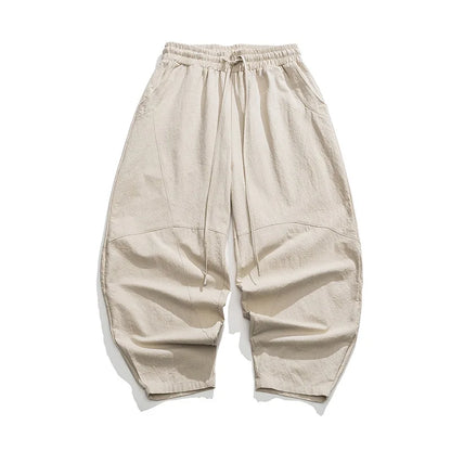 Men’s Spring Loose Harem Pants – Linen Oversized Sweatpants, High-Quality Casual Brand Trousers