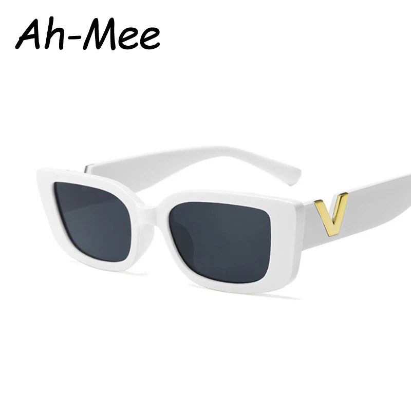 Fashion Rectangle Sunglasses Women: Luxury Brand Vintage Small Frame Sun Glasses, Classic Black Square Eyeglasses Oculos