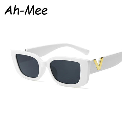 Fashion Rectangle Sunglasses Women: Luxury Brand Vintage Small Frame Sun Glasses, Classic Black Square Eyeglasses Oculos