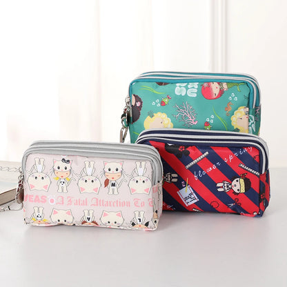 Three-Layer Zipper Short Mobile Phone Bag for Women - Fashionable, Waterproof with Multi-Layer Pockets, Portable Hand Makeup Bag