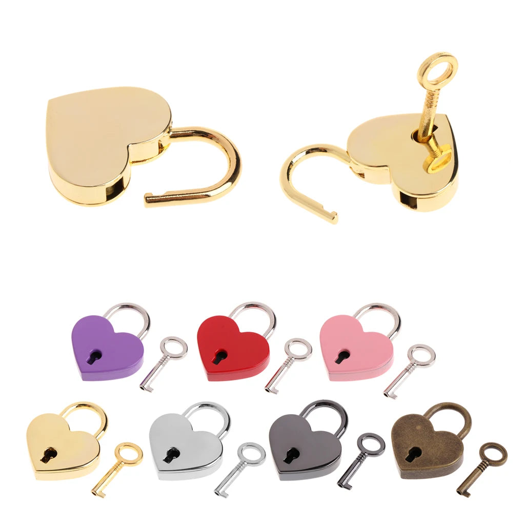 Vintage Wish Lock Mini Heart Shaped Lock Wedding Keyed Padlocks Personalized Padlock for Jewelry Box Small Wooden Box