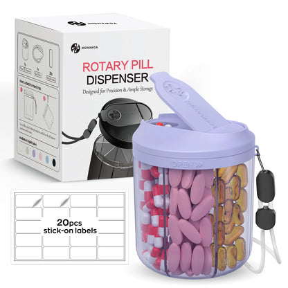 Weekly 7-Compartment Pill Organizer – Portable Travel Pill Case with Anti-Mix Design & 20 Labels