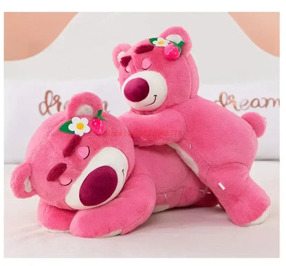 New Disney Kawaii Toy Story Lotso Bear Plush Pillow – Strawberry Sofa Stuffed Toy for Kids & Birthday Gift