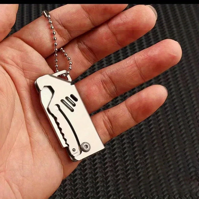 Mini Folding Knife – D2 Steel Sharp Box Opener with Stainless Steel Blade, Portable Keychain Hanging Knife