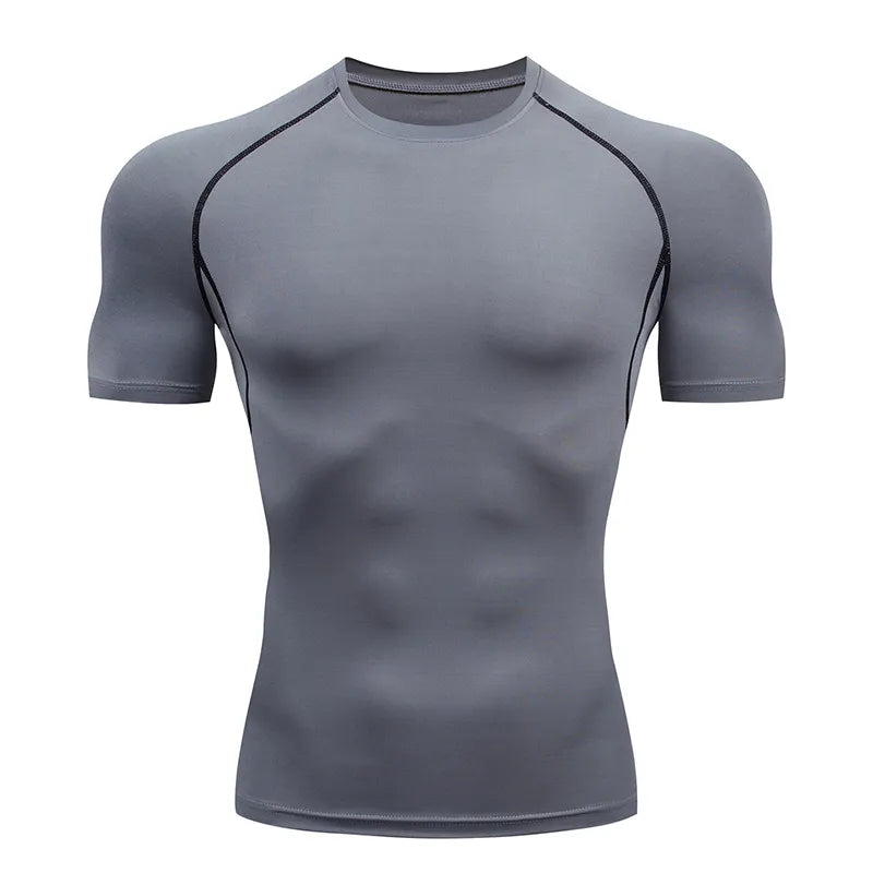 Men's Short Sleeve Compression Running T-shirt: Gym Fitness Sport Tees - Sweat-Wicking Athletic Tops for Jogging Tracksuits