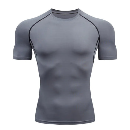 Men's Short Sleeve Compression Running T-shirt: Gym Fitness Sport Tees - Sweat-Wicking Athletic Tops for Jogging Tracksuits