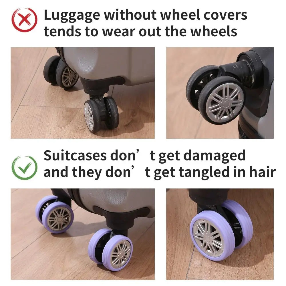 4/8PCS Travel Luggage Wheel Protectors — Noise-Reducing Caster Covers for Suitcase Trolley Boxes