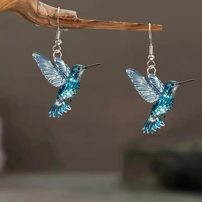 FTCY Acrylic Hummingbird Drop Earrings - Retro Colorful Bird Jewelry Gift for Women
