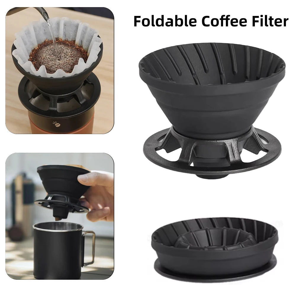 Reusable Silicone Coffee Filter Dripper – YRP Camping Pour Over Brewing Funnel for 1–2 Cups, Barista Coffee Making Tool Accessories