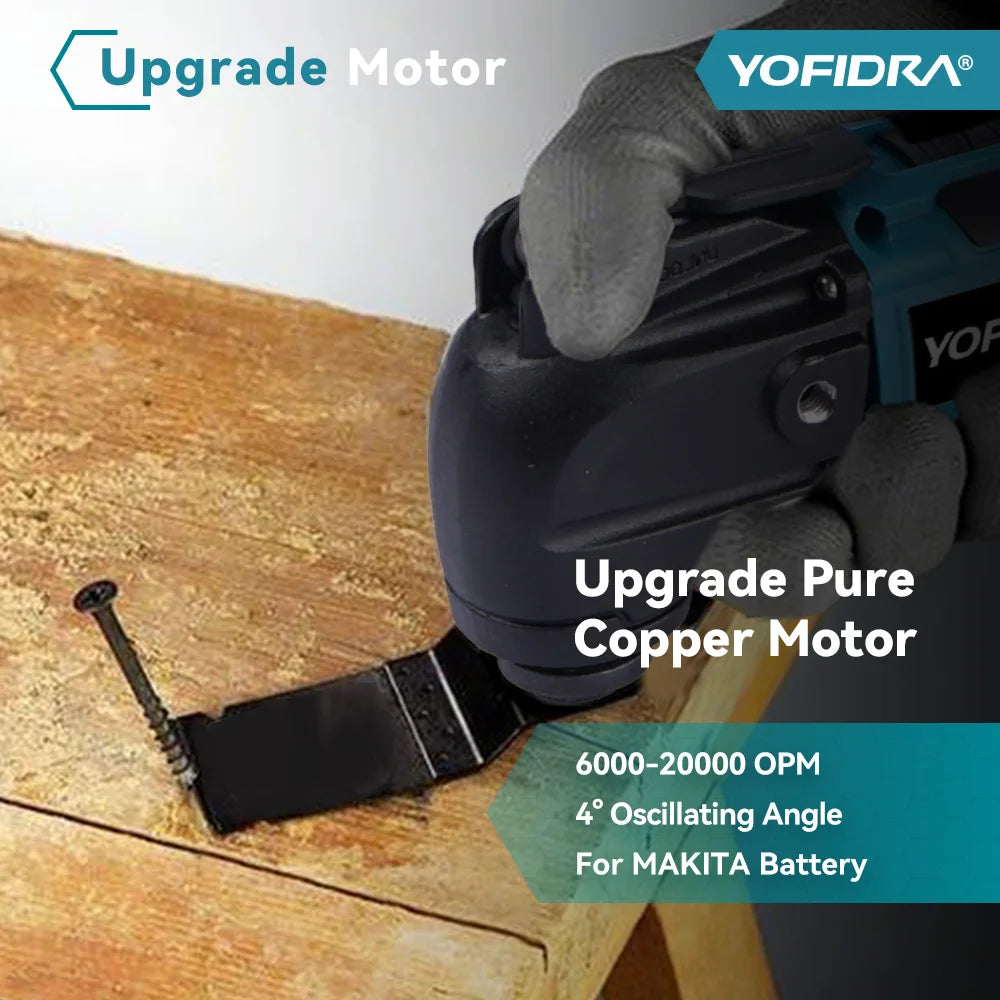 YOFIDRA Cordless Oscillating Multi-Tool – 6-Speed Electric Cutting, Polishing & Trimming Machine for 18V/21V Battery