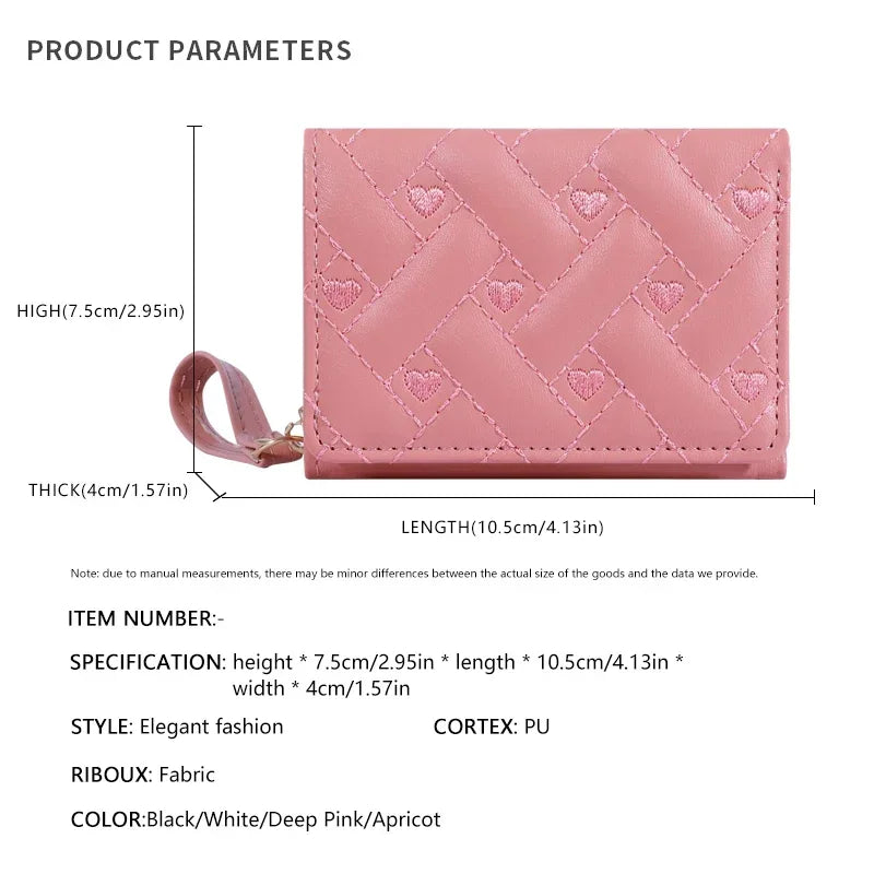 Men’s Fashion Embroidered Love Coin Purse – Trifold Wallet with Multi Card Slots