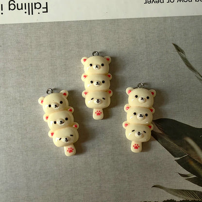 10-Piece Cute Resin Bear Charms - Kawaii Food Pendants for DIY Earrings, Phone Chains, and Jewelry Making C1248