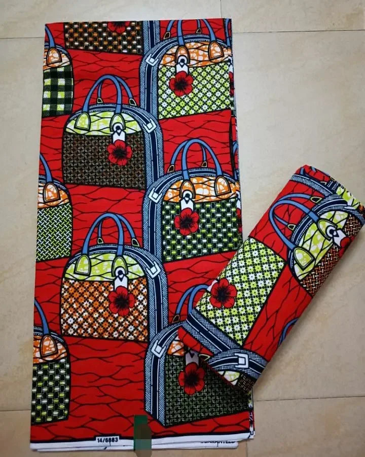African Wax Print Fabric 6 Yards - Ghana Kente Design Ankara Kitenge Pagne