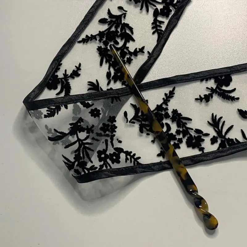 Fashion Hair Sticks Hairpins - Vintage Elegant Hairband Headwear with Retro Silk Scarf - Long Scarf Hair Jewelry for Female Girls Accessories
