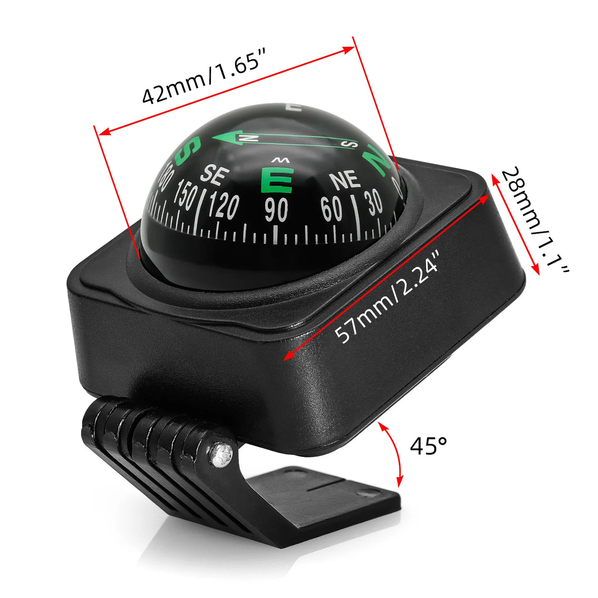 Adjustable Dashboard Car Compass - Ball-Shaped Navigation Guide for Cars, Boats, Cycling & Hiking
