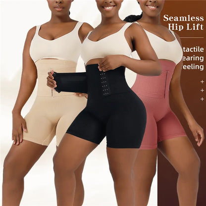 Women's Shapewear Tummy Control Shorts – High-Waisted Body Shaper Fajas with Hook Butt Lifter Slimming Underwear