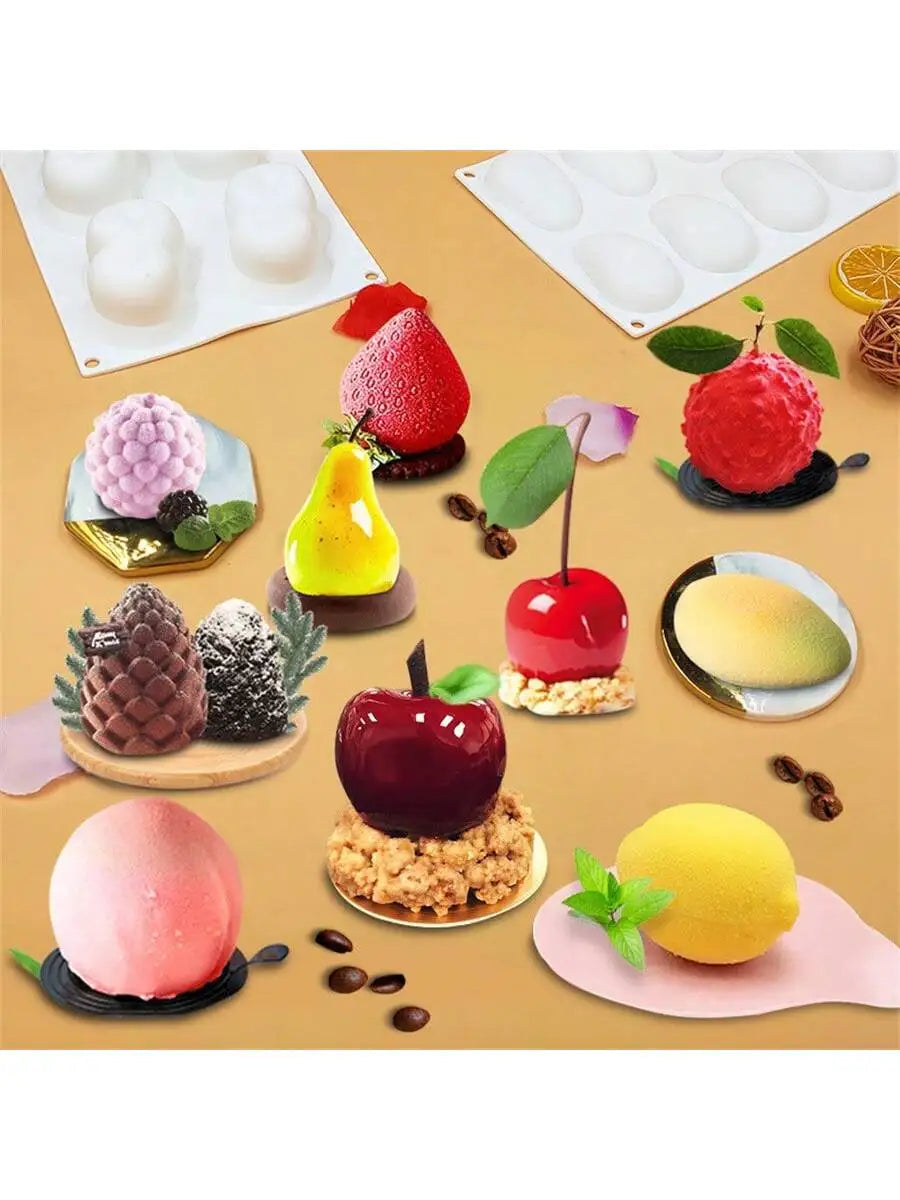 3D Fruit Shape Silicone Cake Mold — French Dessert Baking Tools for Brownies, Mousse & Pastry Decoration