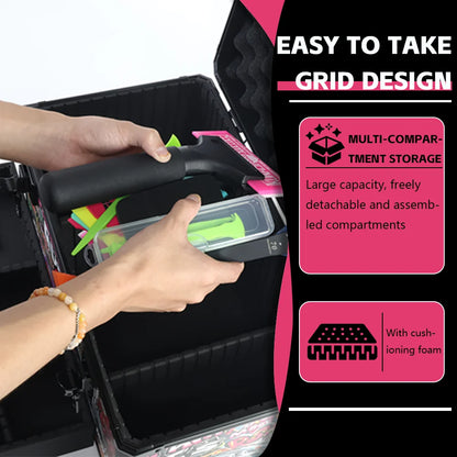 KUNAISI Aluminum Alloy Toolbox - Durable Double Layer Multi Functional Adjustable Storage Case 43×23×24.5cm