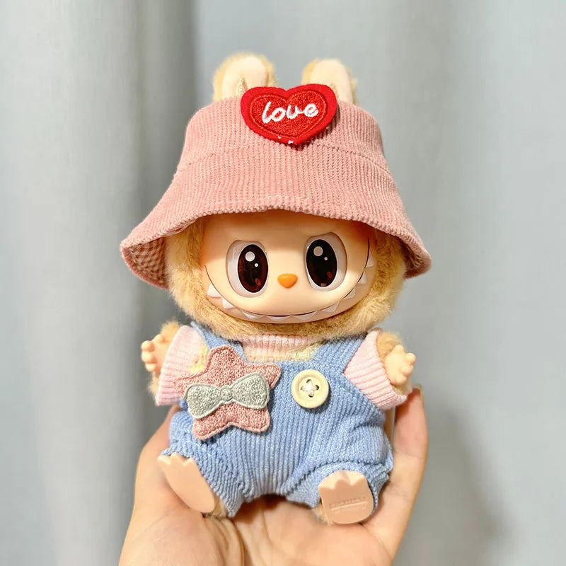 17cm Mini Plush Doll Clothes Set – Kpop EXO Labubu I & II Idol Dolls Sit Party Overalls, Clothing Gift