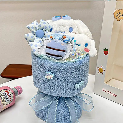Sanrio Hello Kitty & Friends Plush Doll Bouquet – Cute Cartoon Cinnamoroll, Kuromi, My Melody Toys for Flower Girls & Kids – Perfect Holiday Gift