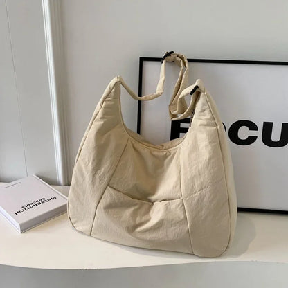 2025 Trendy Women's Soft Cloth Shoulder Bag – Solid Color, Y2K Casual Style, Crossbody Handbag for Students