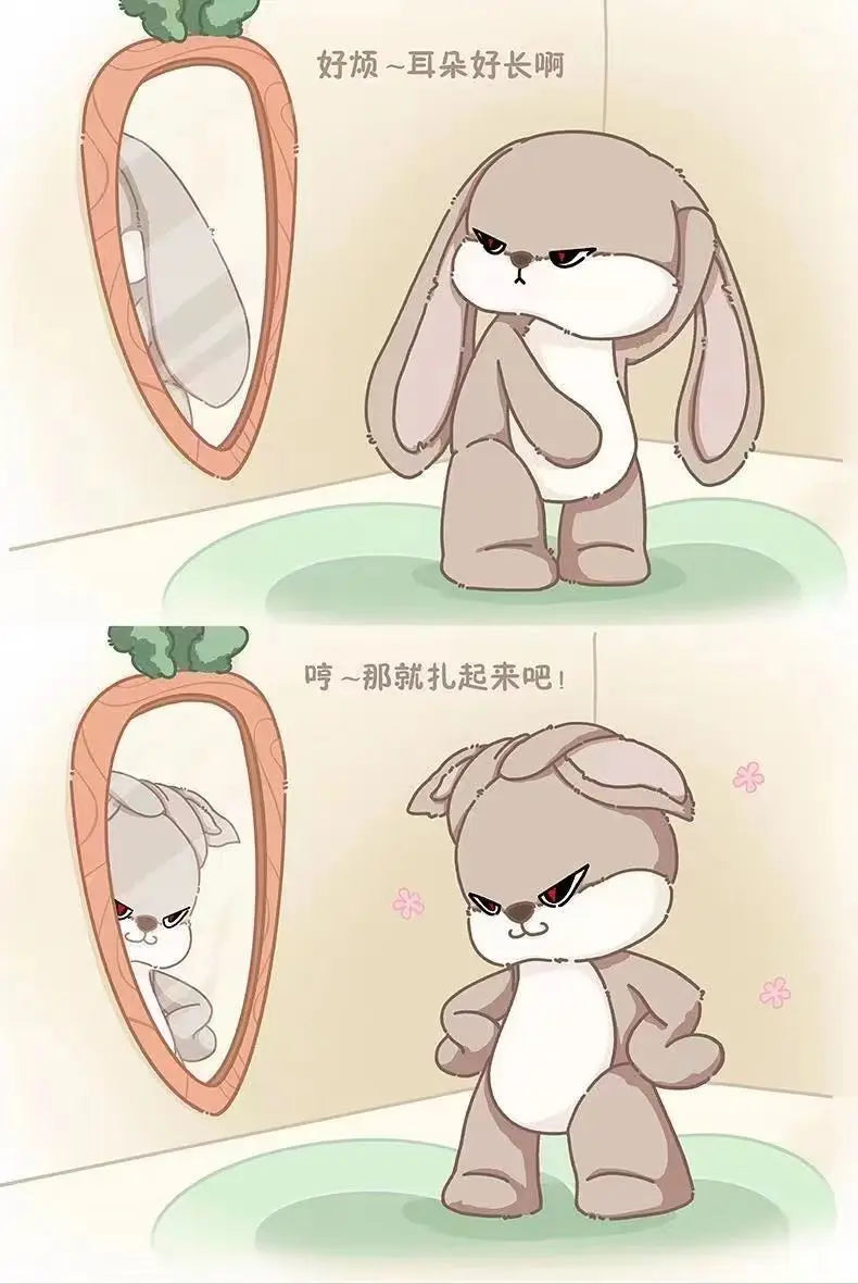 Large Angry Rabbit Plush Toy – Cute Kawaii Stuffed Animal, Soft Doll for Room Decor & Birthday Gift