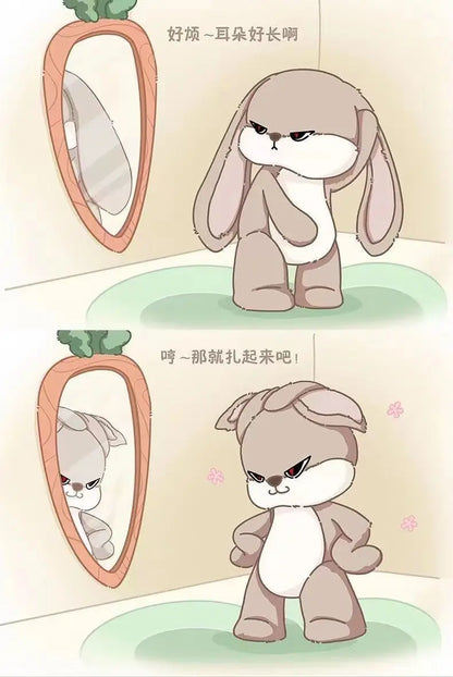 Large Angry Rabbit Plush Toy – Cute Kawaii Stuffed Animal, Soft Doll for Room Decor & Birthday Gift