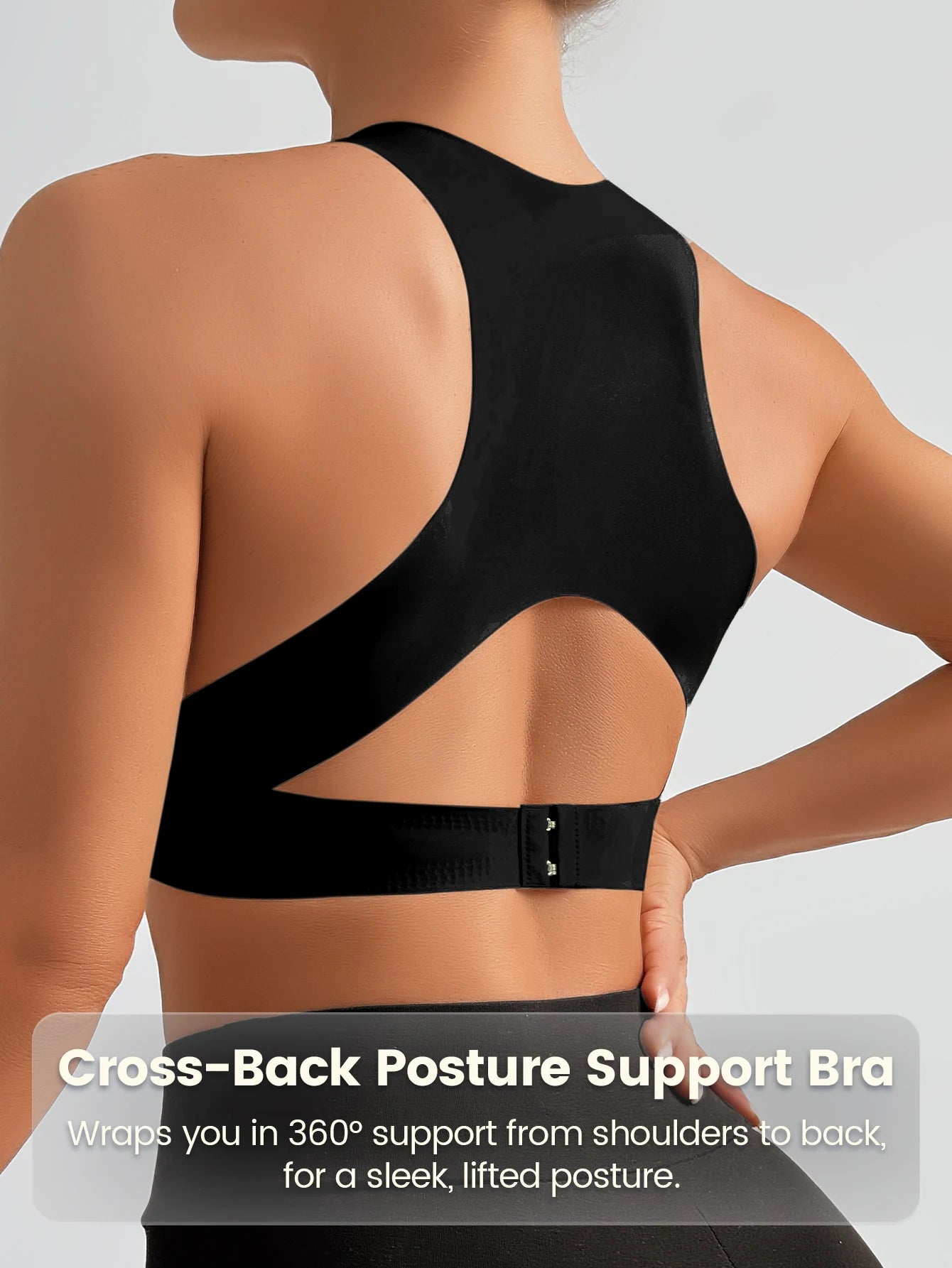 Women's Wireless Lifting Bra - Adjustable Front & Back Buckle Seamless Support Bra with Removable Pads & Wide Straps