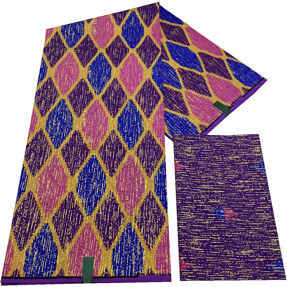 Kente Golden Wax Cotton Fabric - African Dutch Nigerian Ankara Batik Party Dress Fabric 2+4 Yards