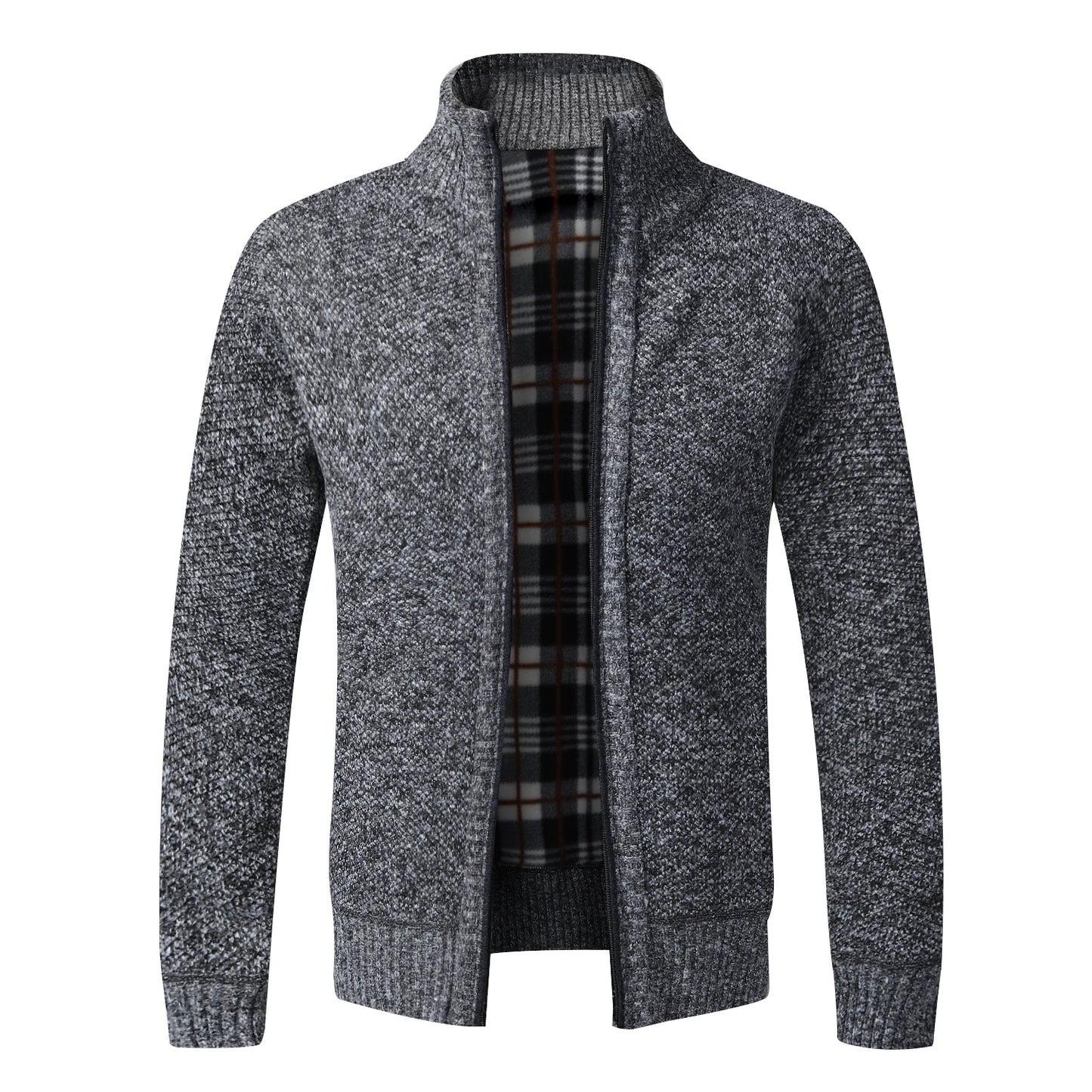 Men's Warm Fleece Cardigan Sweater - Full Zip Slim Fit Knitted Winter Jacket Coat