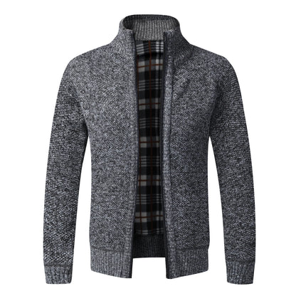 Men's Warm Fleece Cardigan Sweater - Full Zip Slim Fit Knitted Winter Jacket Coat