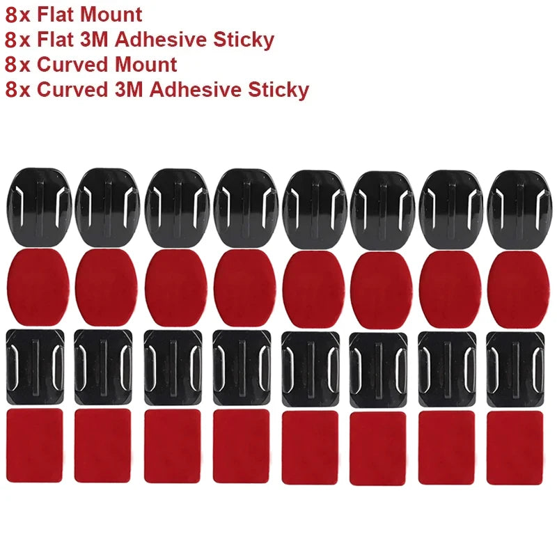 Helmet Adhesive Mount Set for GoPro Hero 8–13, Insta360, DJI & SJCAM – Flat & Curved Sticky Camera Accessories
