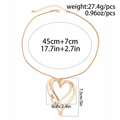 PuRui Punk Double Heart Ring Pendant Choker – Thin Metal Snake Chain Necklace for Women, Party Jewelry Collar