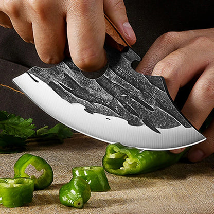 Forged Viking Meat Cleaver – Portable Kitchen Chef Knife for Boning, Fruit Cutting, BBQ & Utility, with Can Opener