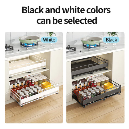 Retractable Kitchen Cabinet Organizer - Pull-Out Storage Rack for Pots, Dishes & Seasonings