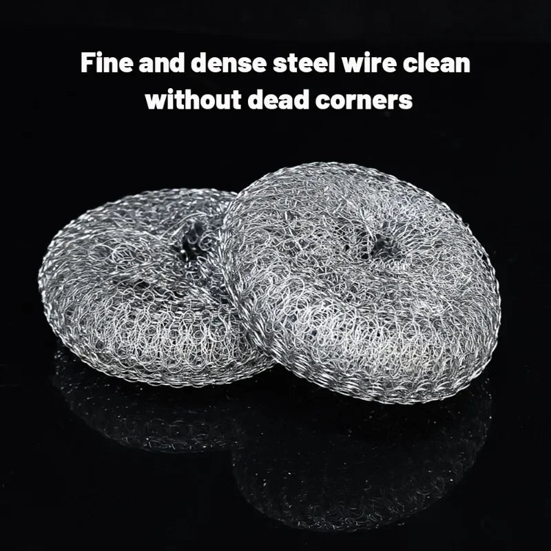Stainless Steel Pot Brush with Handle – Heavy Duty Dishwashing Wire Ball for Pot & Pan Cleaning (5/1 Pcs)