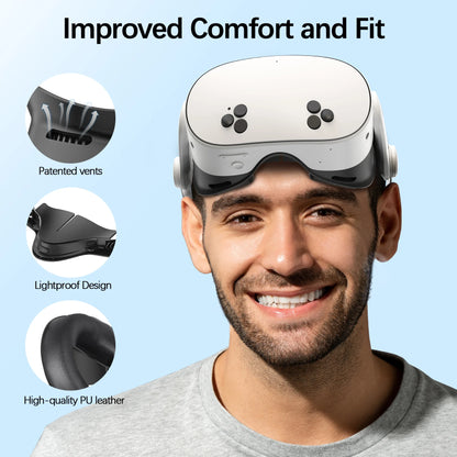 3-in-1 PU Leather Face Mask Cover for Meta Quest 3S — Upgraded Facial Interface Replacement Pad