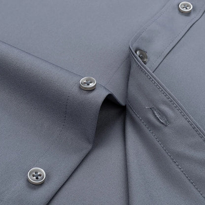 Men's Solid Color Long Sleeve Shirt - Slim Fit Formal Business Casual Dress Shirt
